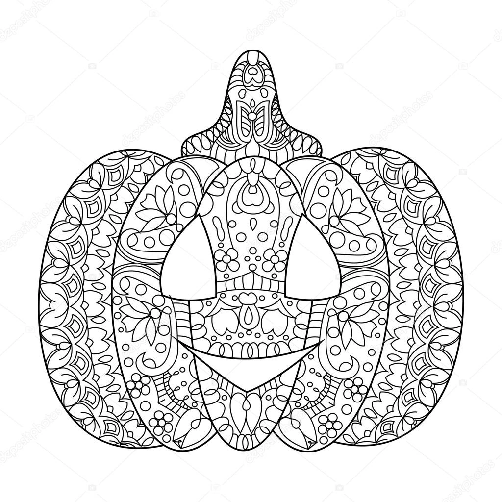 Halloween pumpkin antistress coloring page